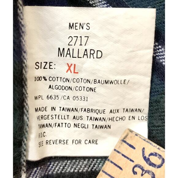 Vtg Woolrich Plaid Button up Flannel Camping Shirt 2717 Mallard Men's Size XL - Picture 8 of 9